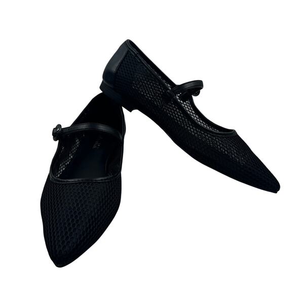 Splendid Morgan Black Mesh Net Mary Jane Pointed Toe Ballet Flats Women's Size 8 - Picture 1 of 10